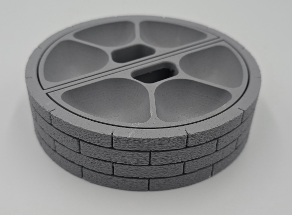 Modular block wall feeding station with removable magnetic trays for hermit crabs